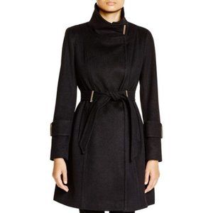 EUC 'India' Stand Collar Belted Wool Blend Coat